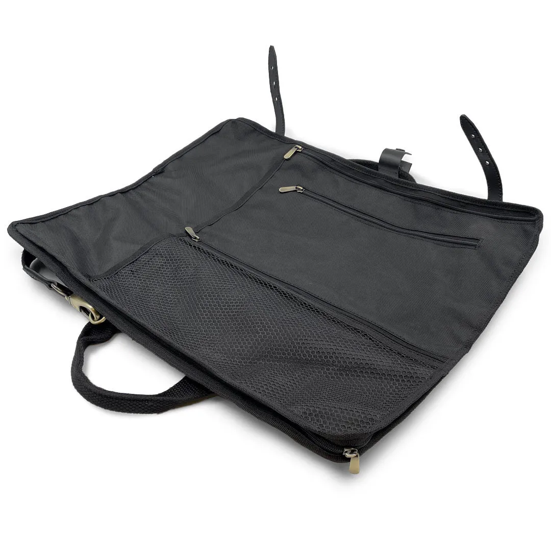 Black Waxed Canvas 8 Slots Knife Storage Bag with Shoulder Strap