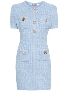 Blue Jewel Button Knit Mini Dress