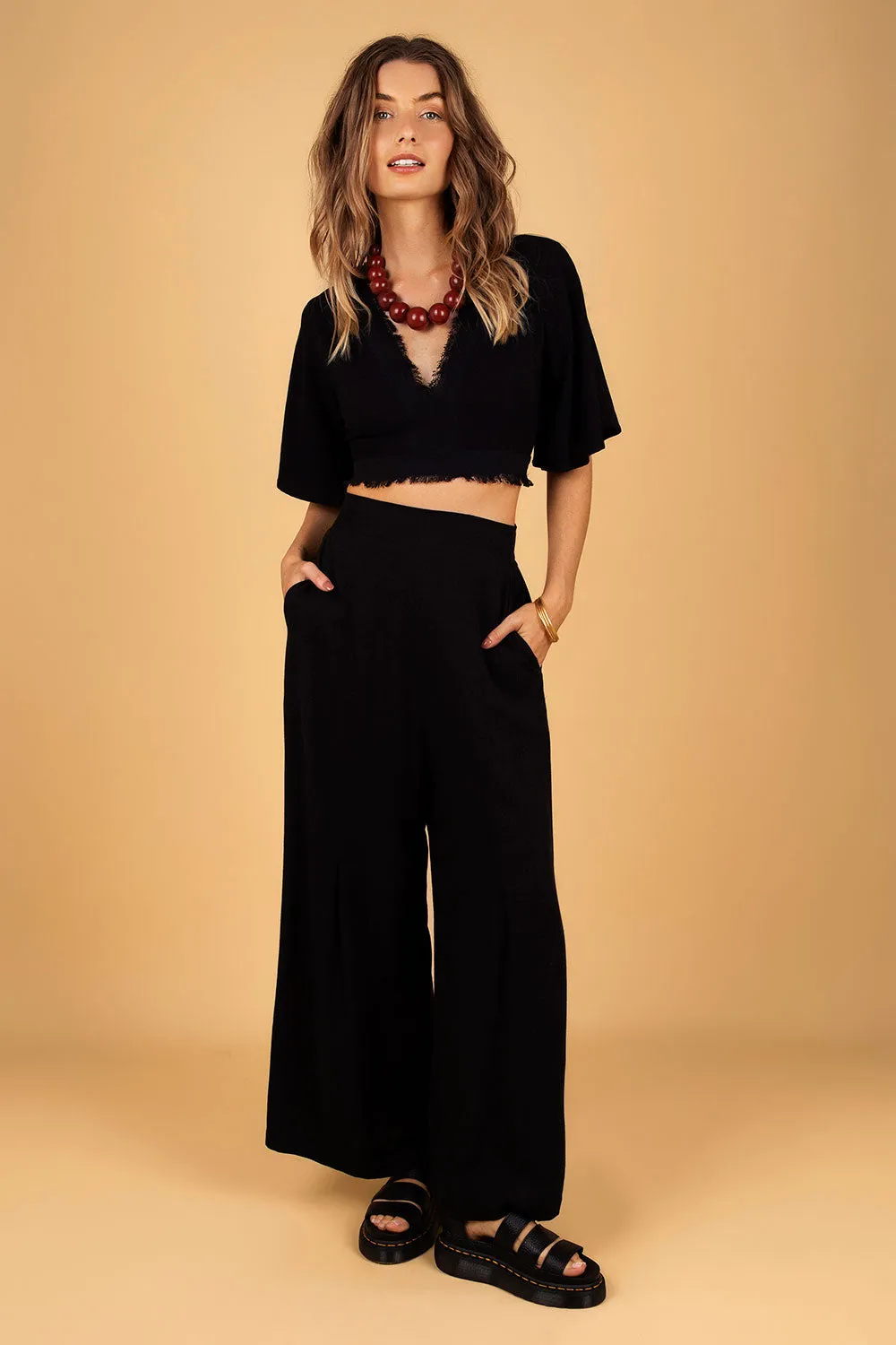 BOHEMIAN LINEN PANTS BLACK