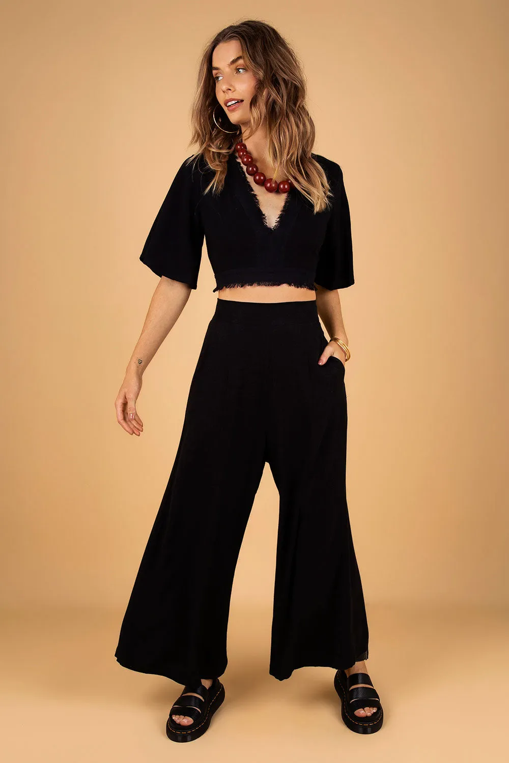 BOHEMIAN LINEN PANTS BLACK