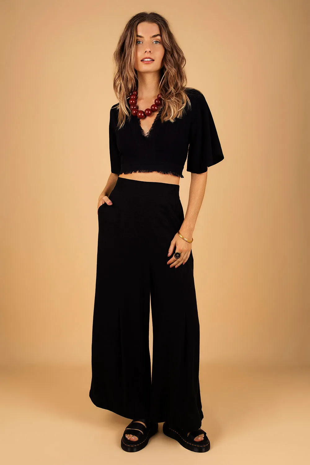 BOHEMIAN LINEN PANTS BLACK