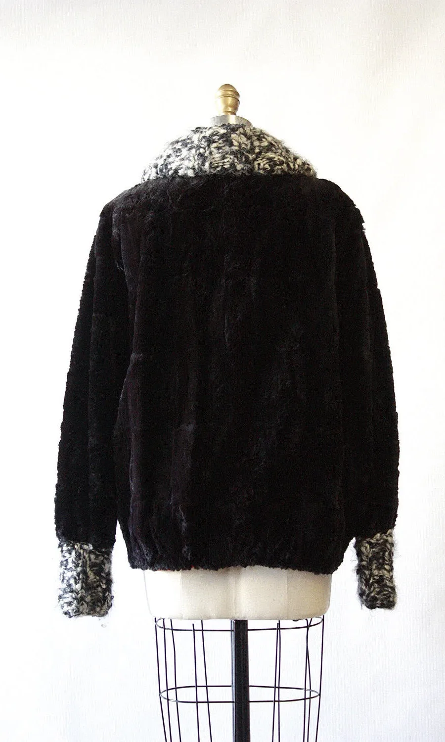 BONNIE CASHIN 1960's Black Fur Coat, Size Med