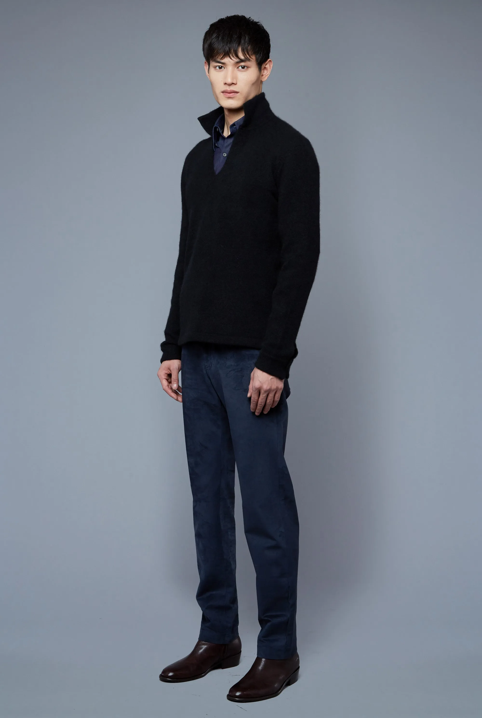 Bouclé Polo | Black Cashmere