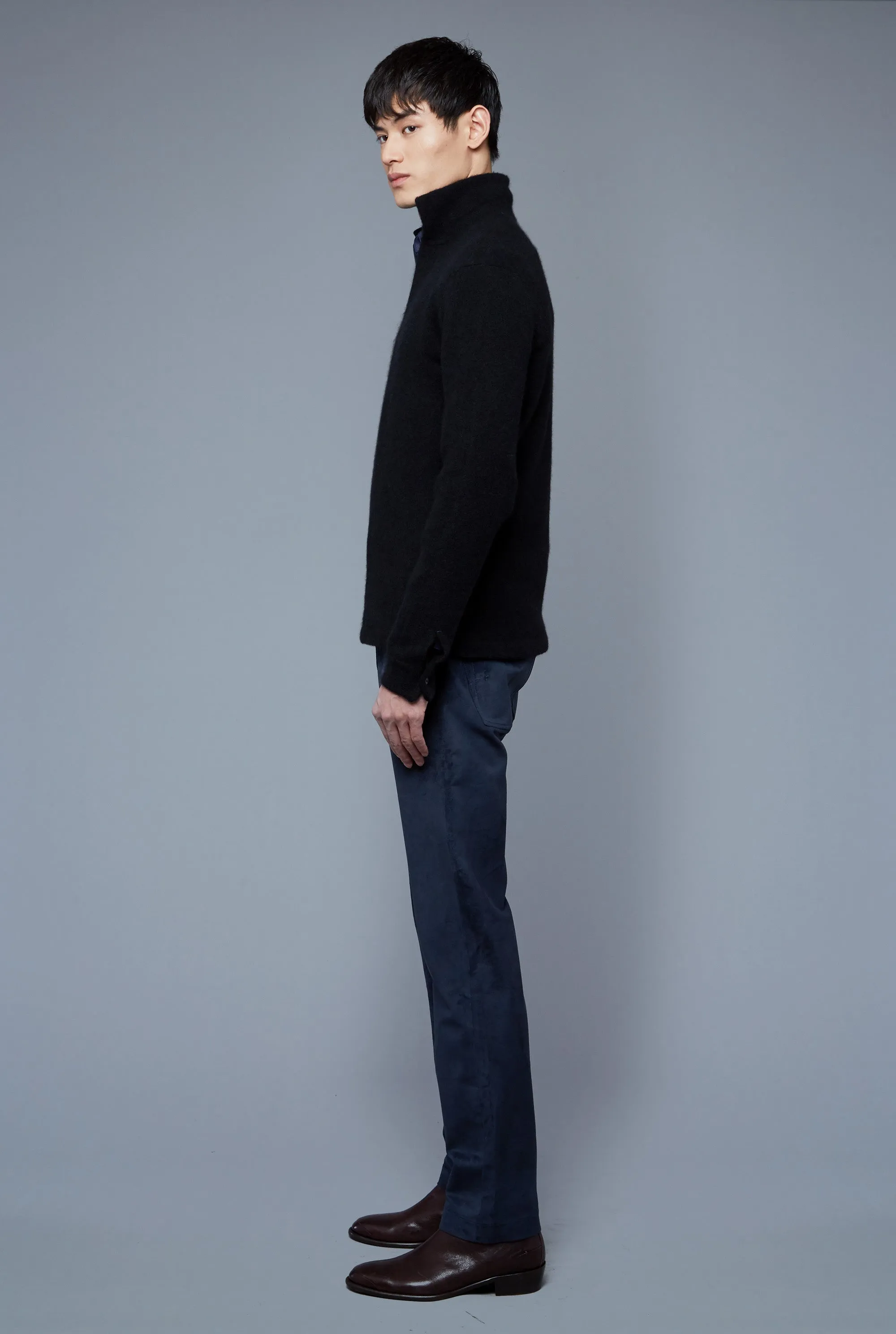 Bouclé Polo | Black Cashmere