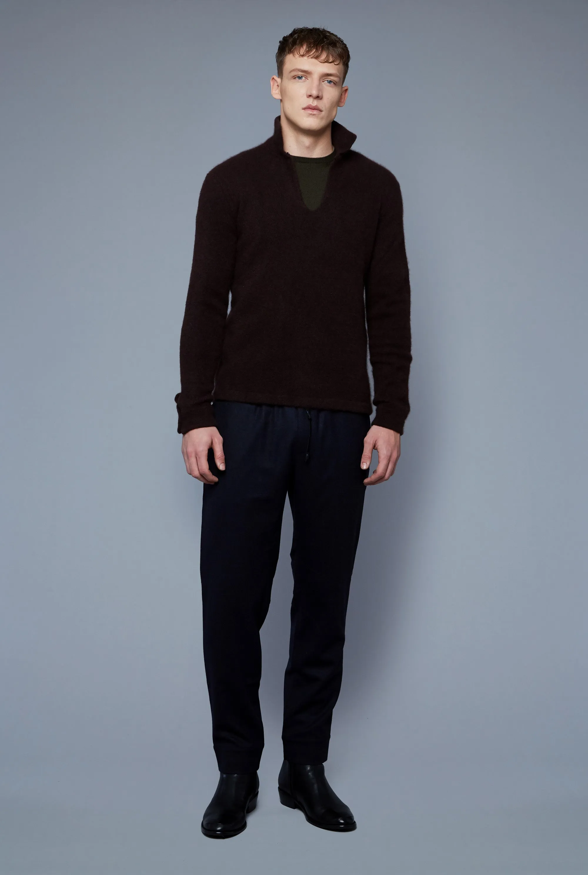 Bouclé Polo | Brown Cashmere