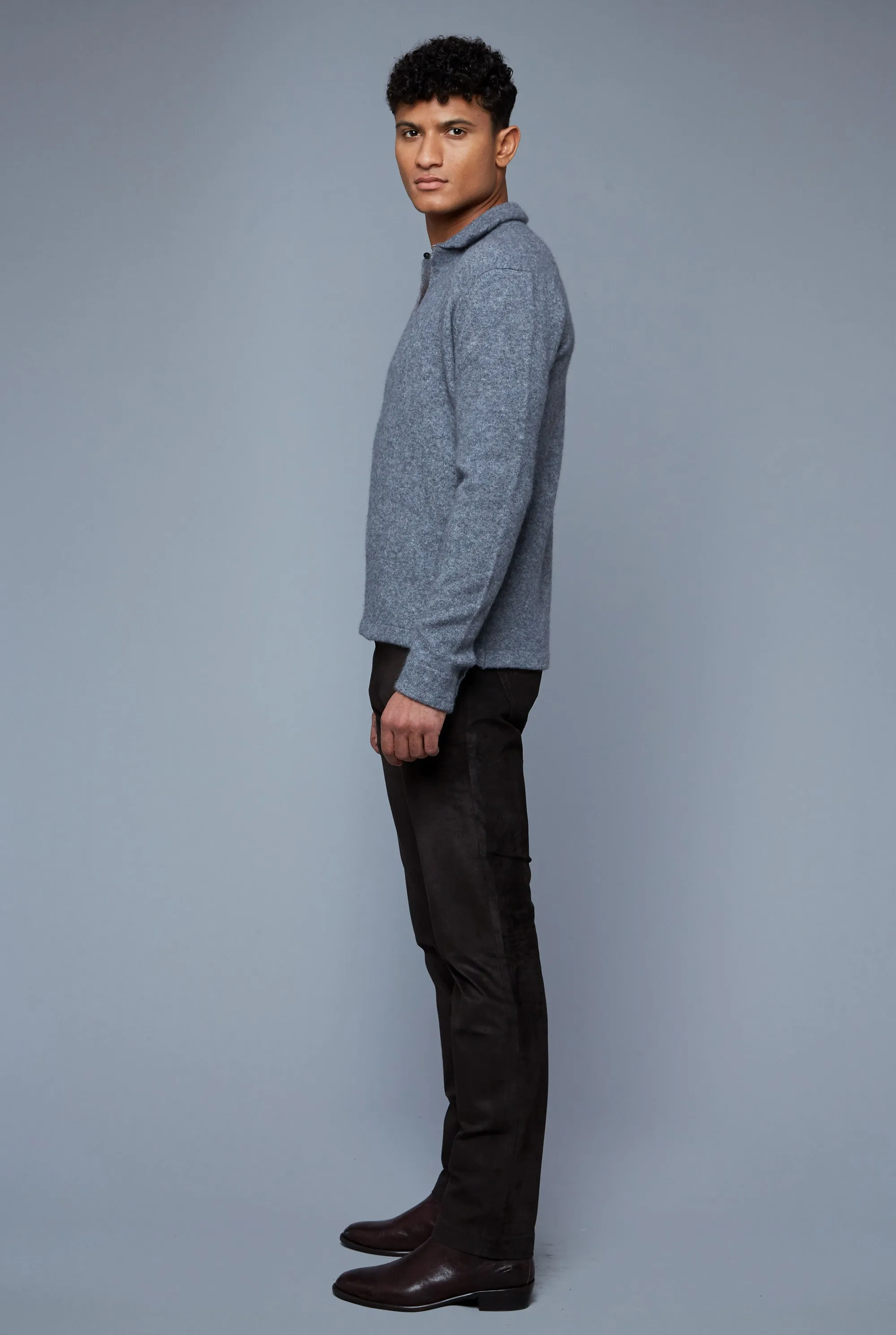 Bouclé Polo | Grey Cashmere