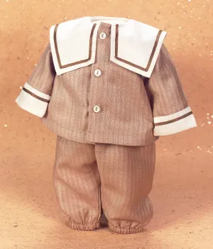 Boy's Brown Shadow-Stripe Silk Suit