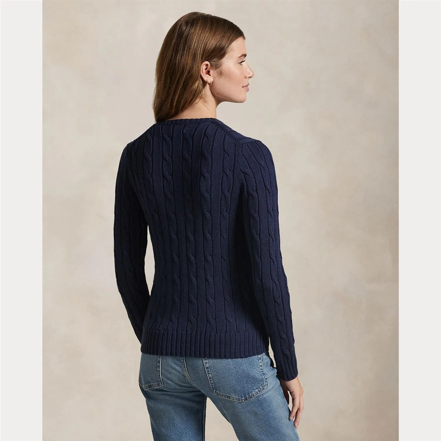 CABLE-KNIT COTTON V-NECK SWEATER