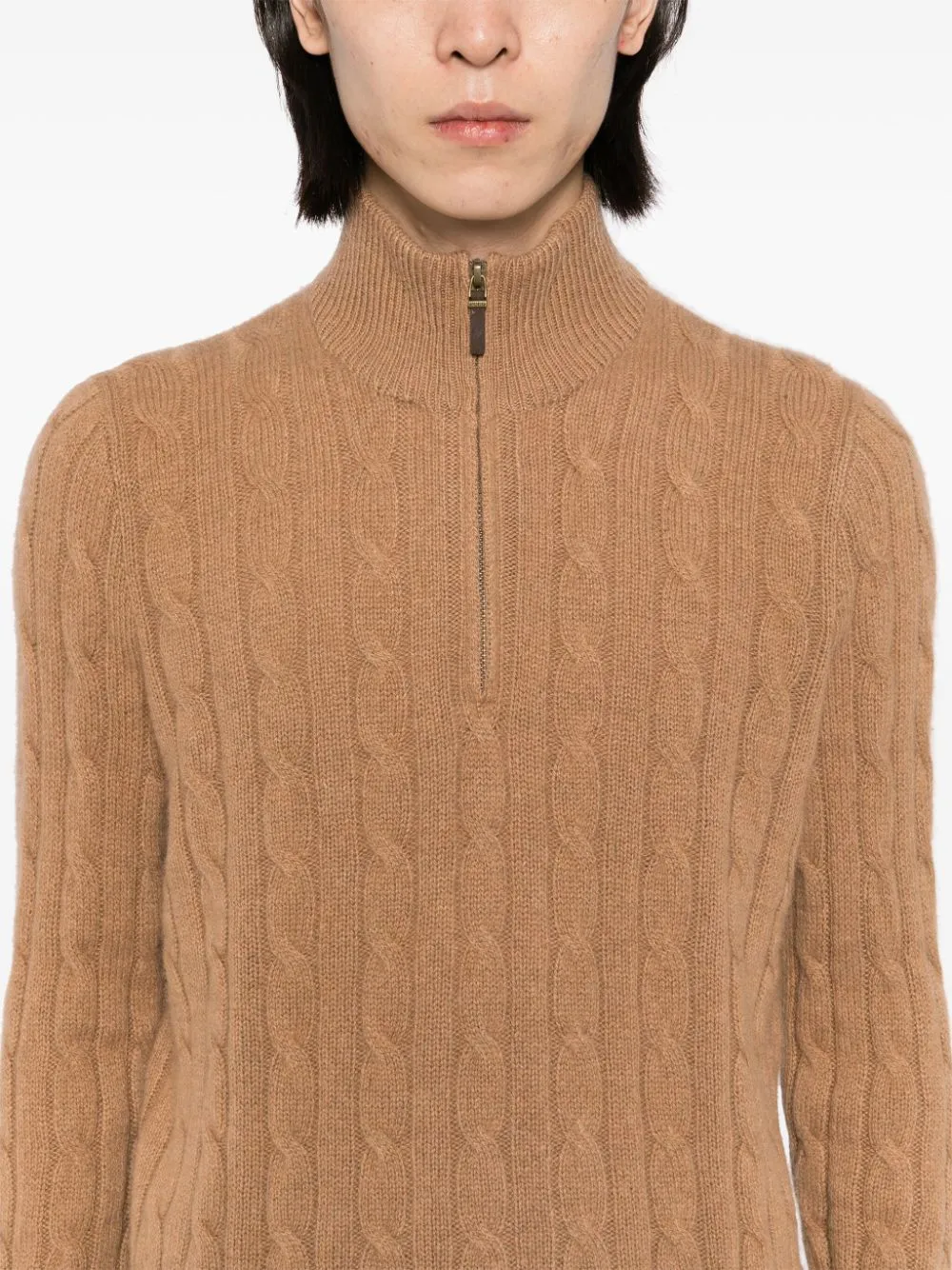 Cable-Knit Quarter-Zip Sweater