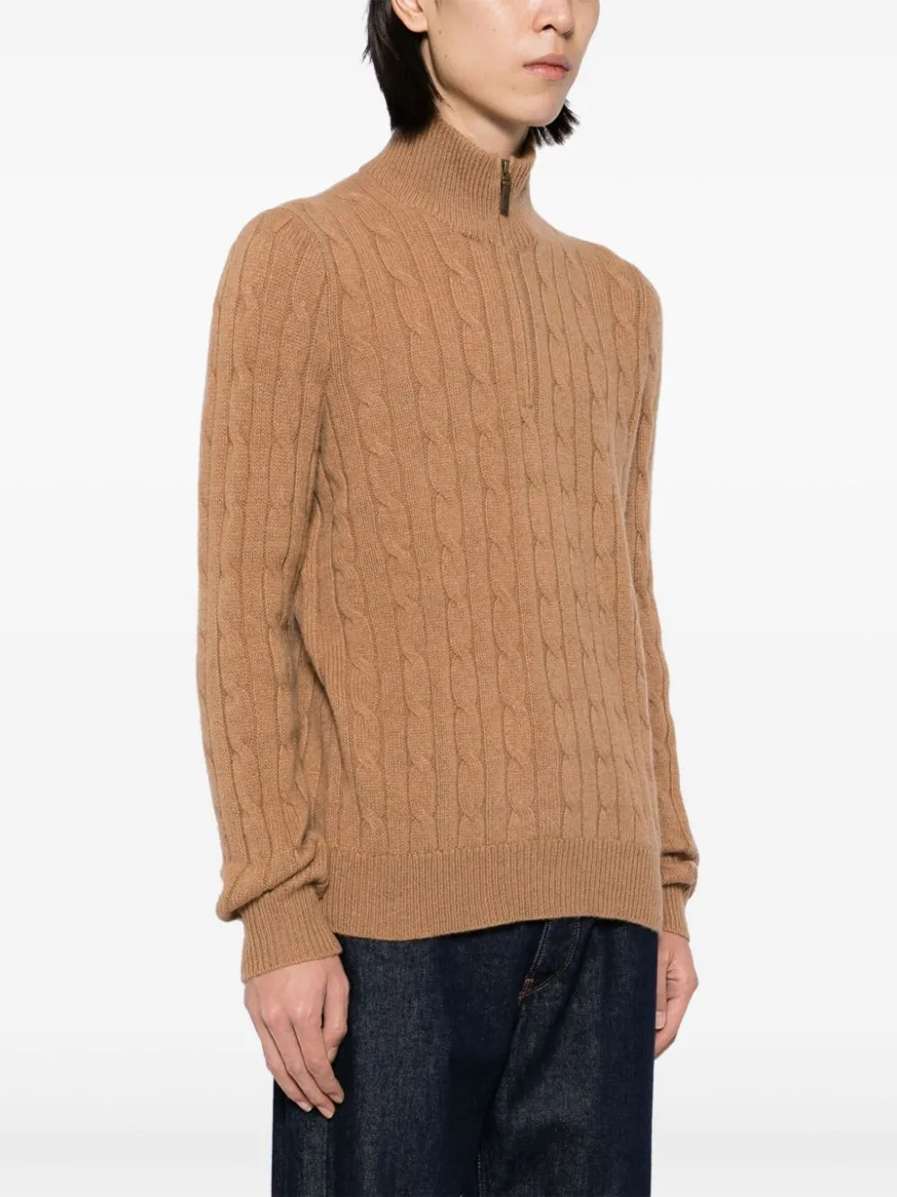 Cable-Knit Quarter-Zip Sweater