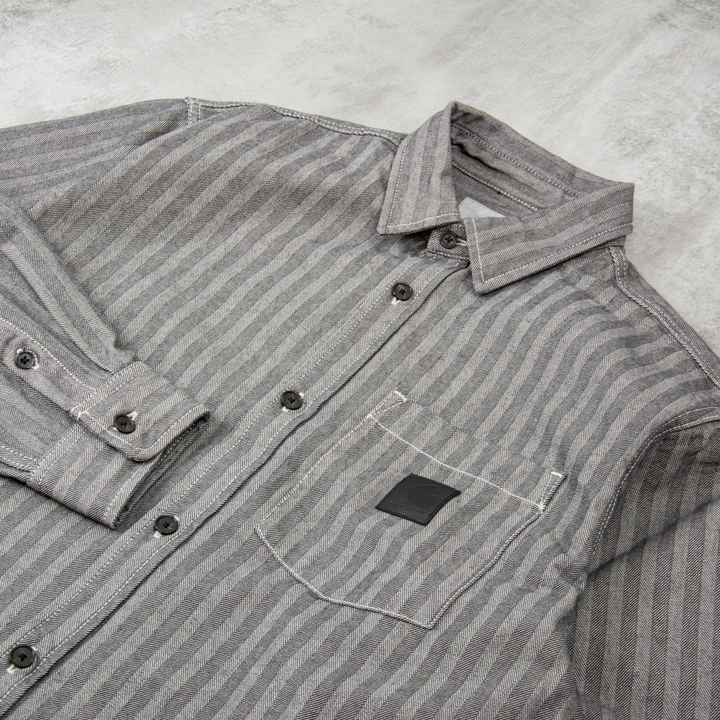 Carhartt WIP Menard Herringbone Shirt Jac Denim - Grey Rinsed