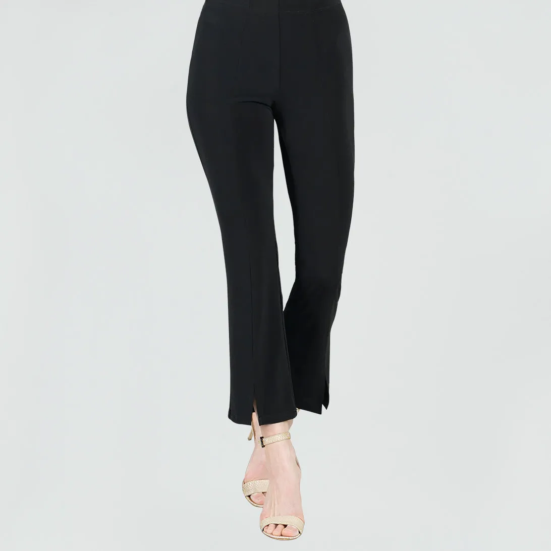 Center Seam Front Slit Ankle Pant - Black