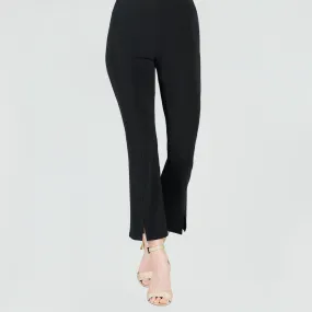 Center Seam Front Slit Ankle Pant - Black