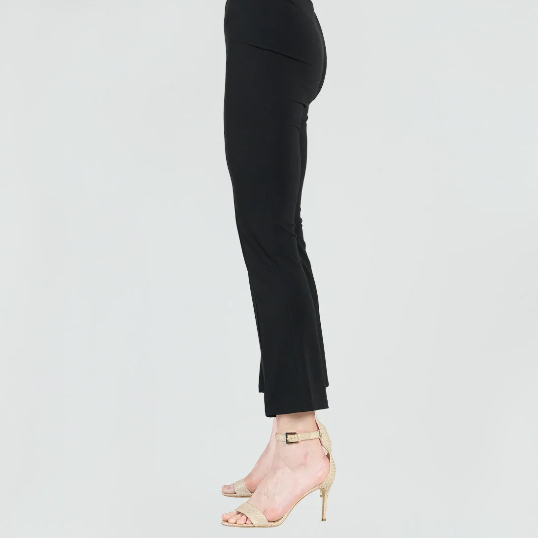 Center Seam Front Slit Ankle Pant - Black