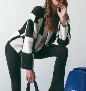 Checkered fleece jacket