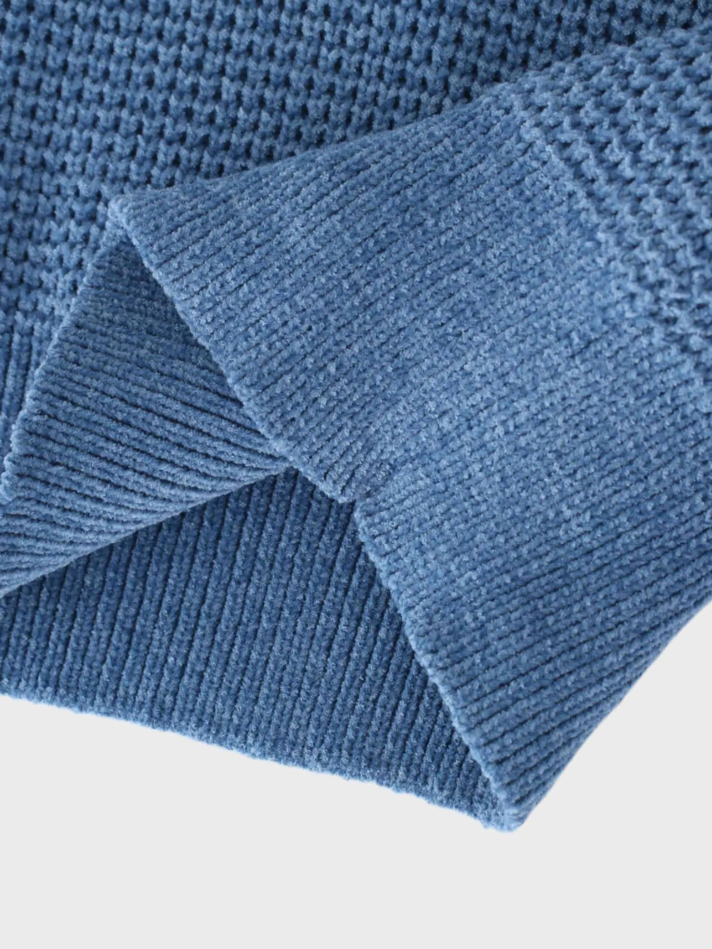 Chenille Waffle Sweater-Periwinkle