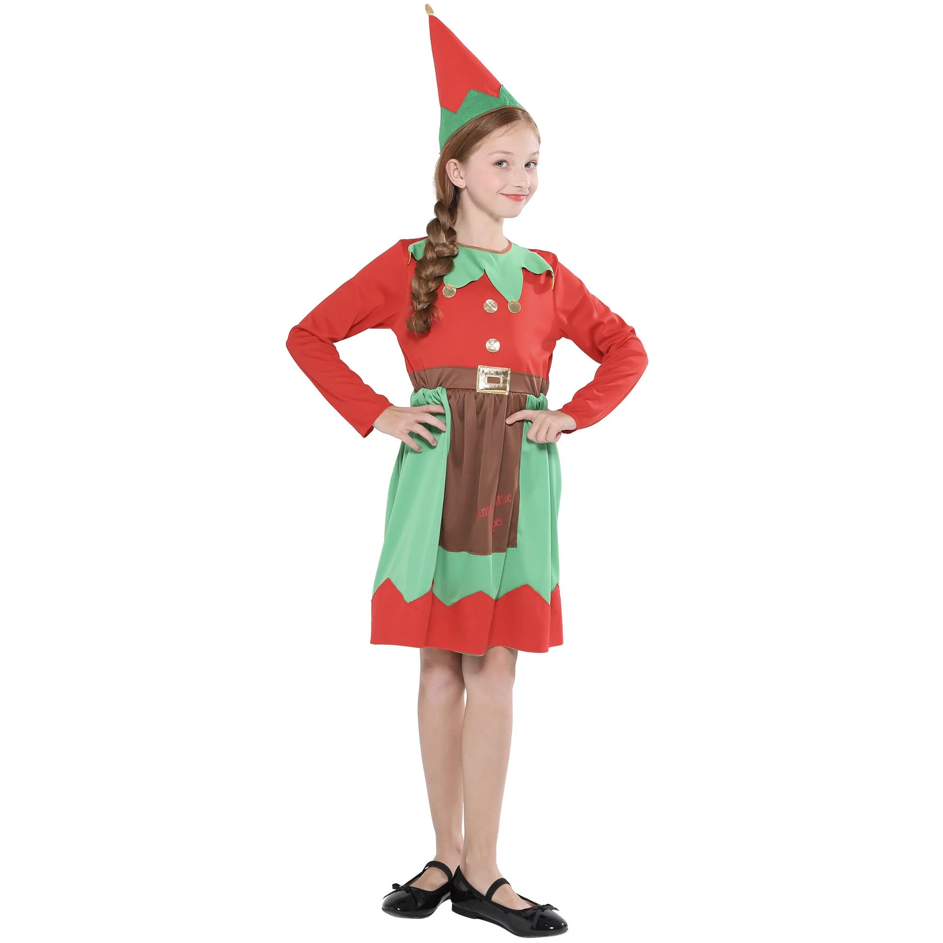 Christmas Elf Parent-child Costume Accessories Family Atmosphere Hat Tops Pants Dress Party Active Stage Perform Cosplay Holidy