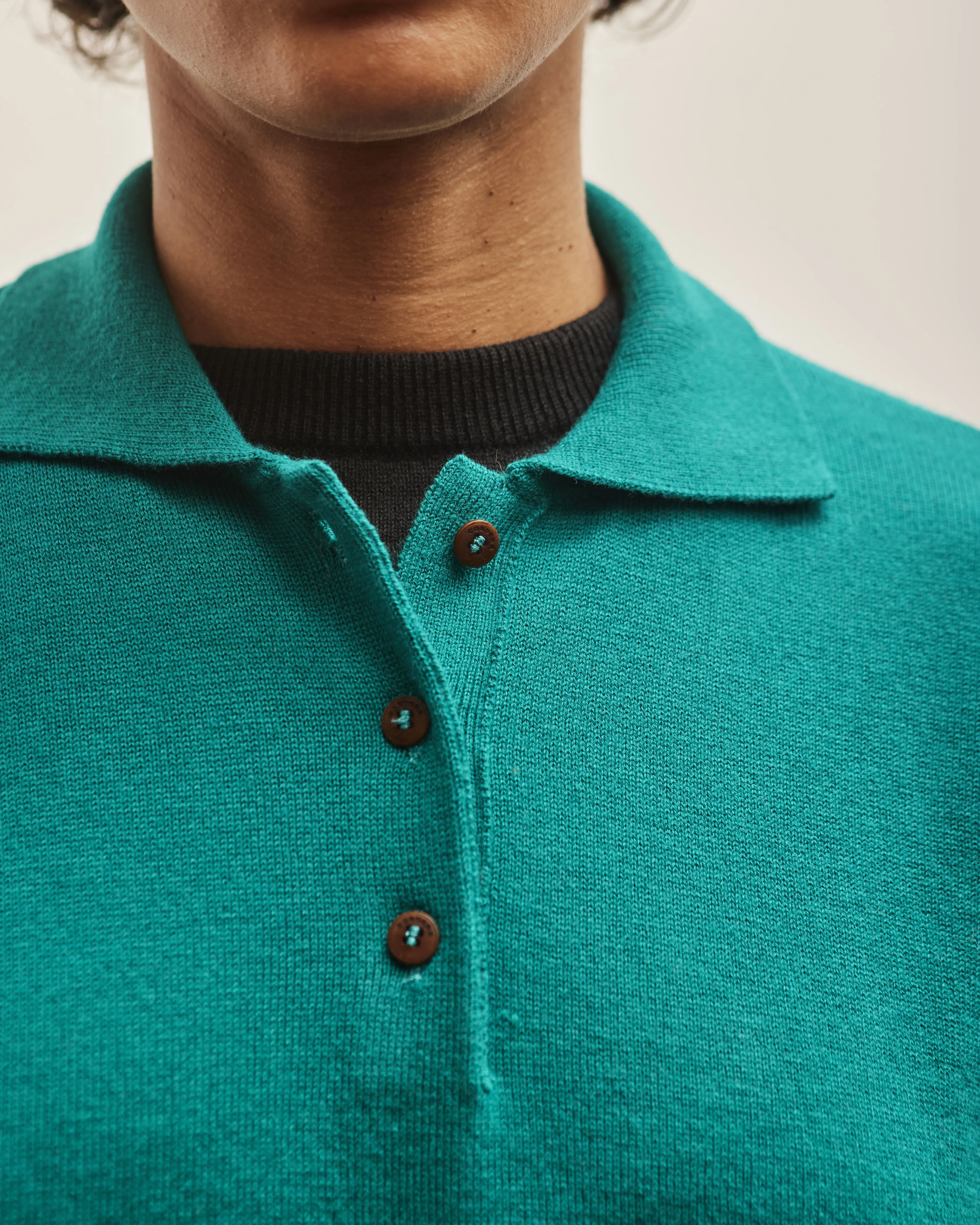 Cordera Merino Wool Polo Sweater, Teal Green