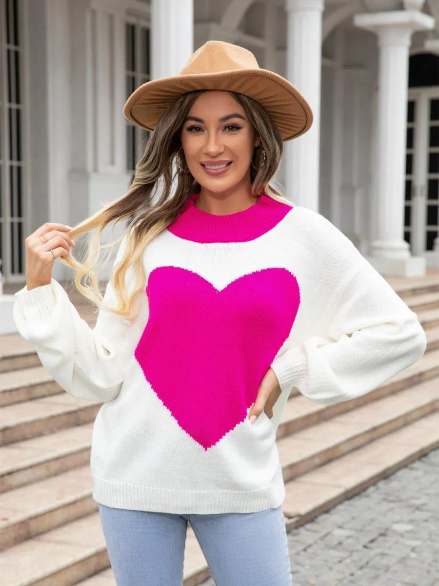 Cream Valentine Heart Sweater