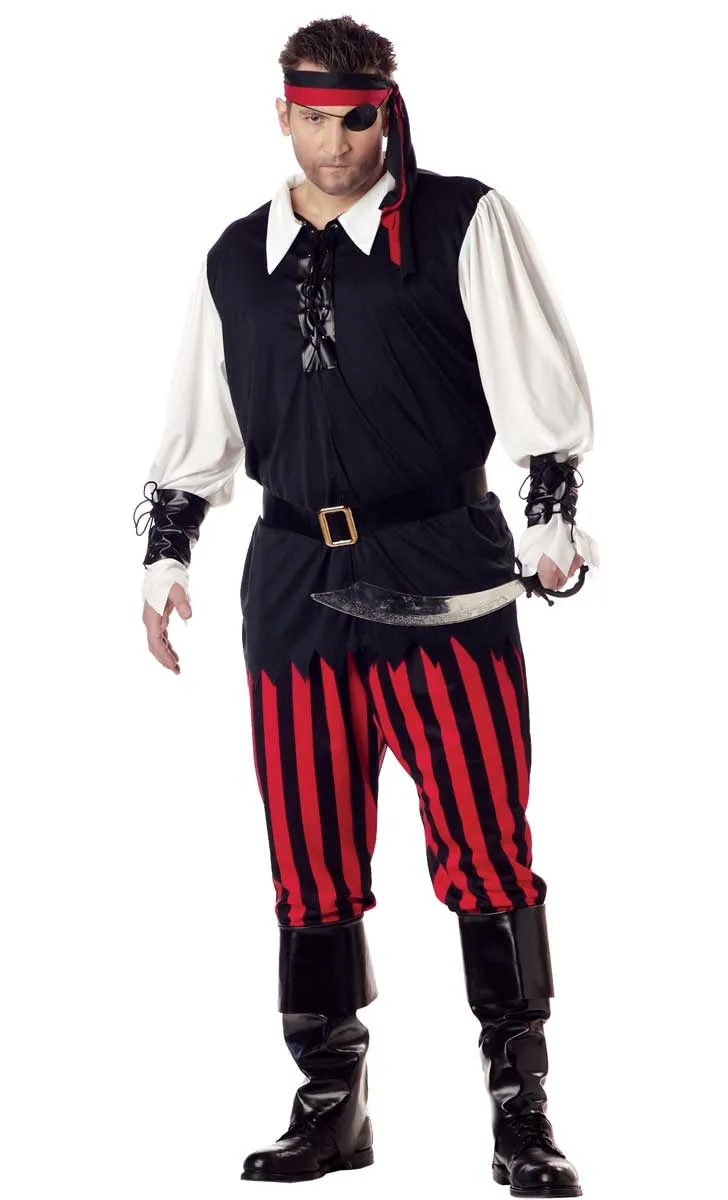 Cut Throat Pirate Mens Plus Size Fancy Dress Costume