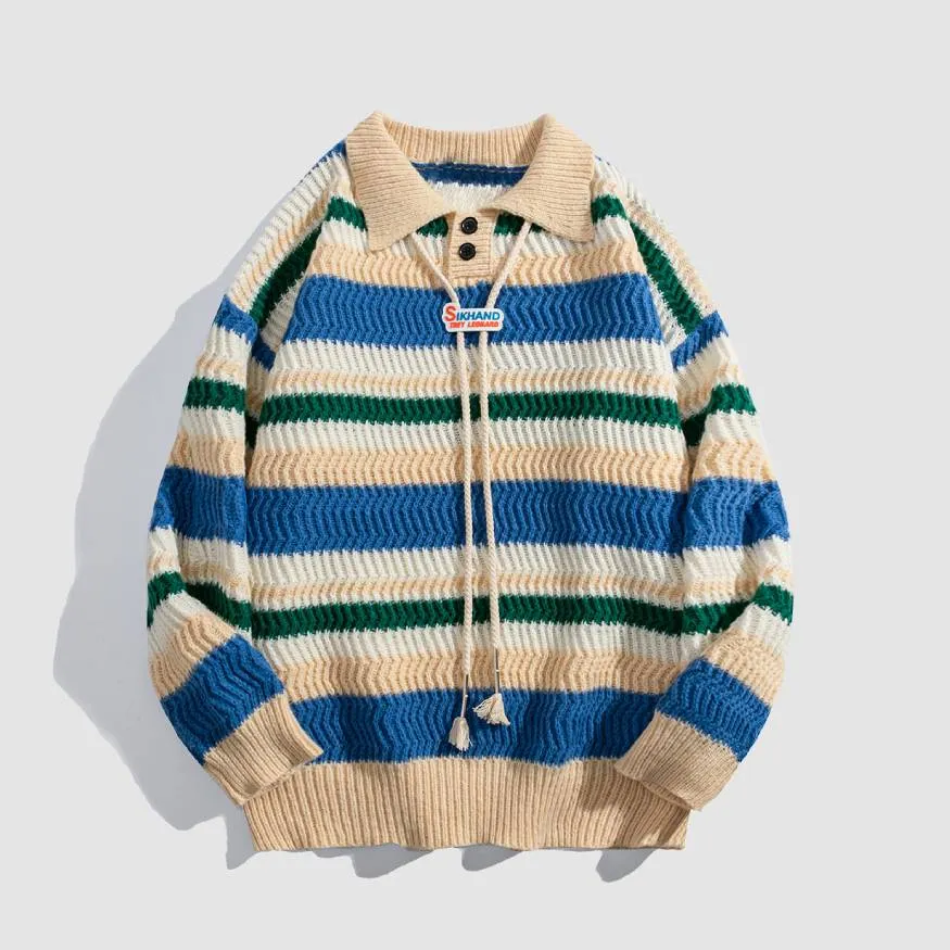 Detachable Drawing Striped Sweater