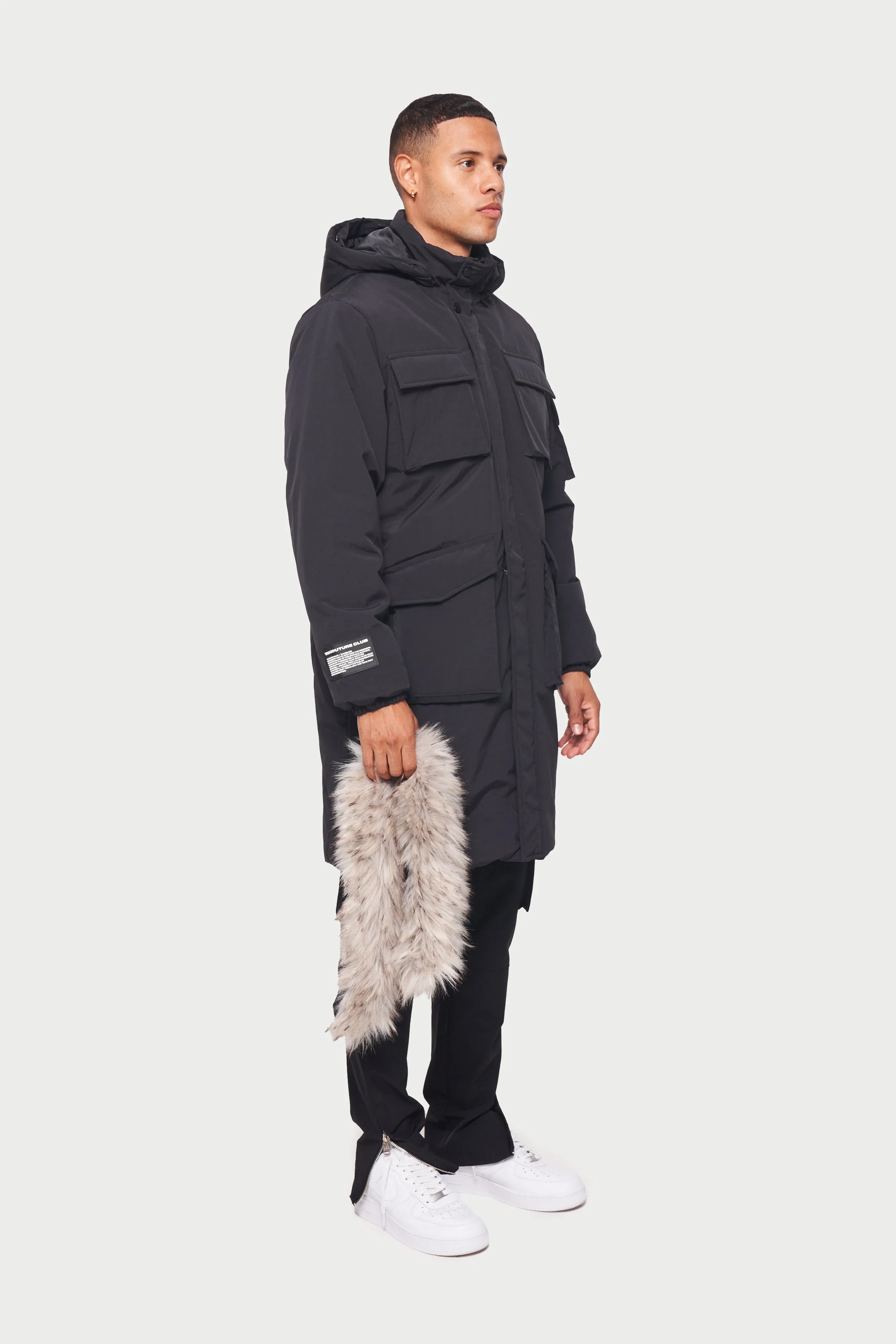 DETACHABLE FUR HOODED LONGLINE PARKA