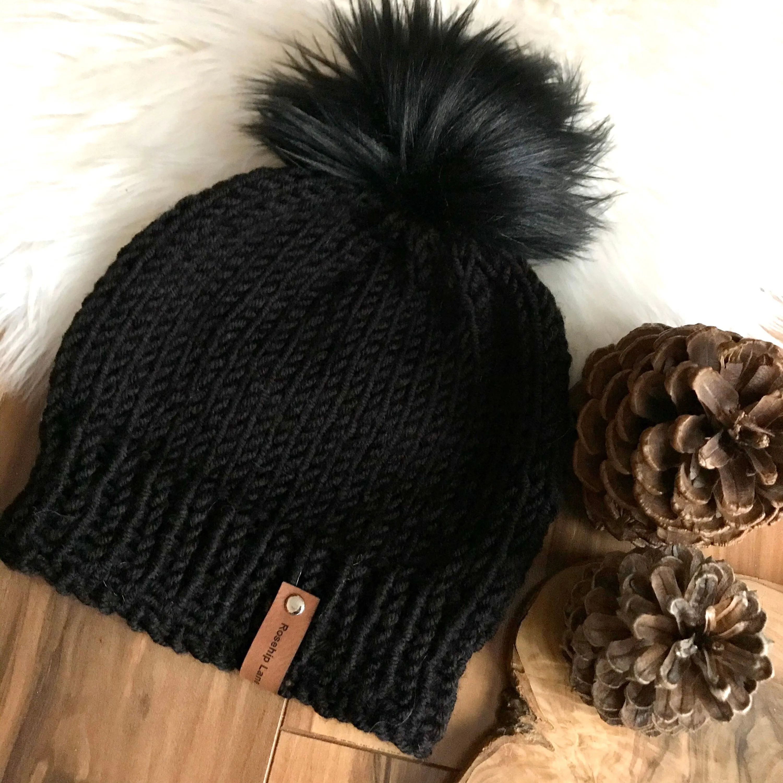 DIY Knitting Pattern Simple Knit Hat, The Folly Beach Beanie Hat, Medium Weight  Pom Pom Beanie, Simple lighter weight Bobble Hat