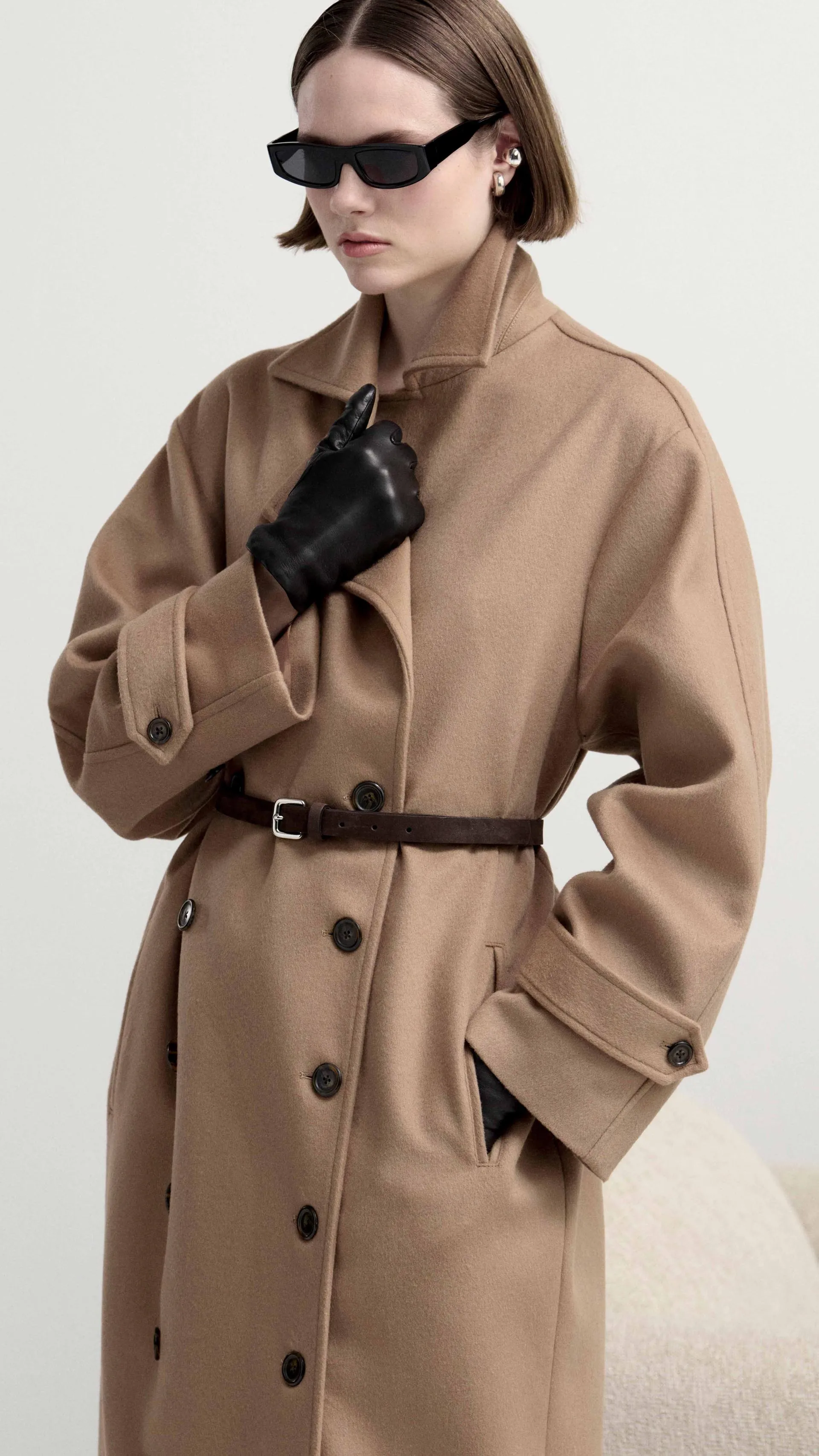 Double-Breasted Coat in Wool-Cashmere | Camel