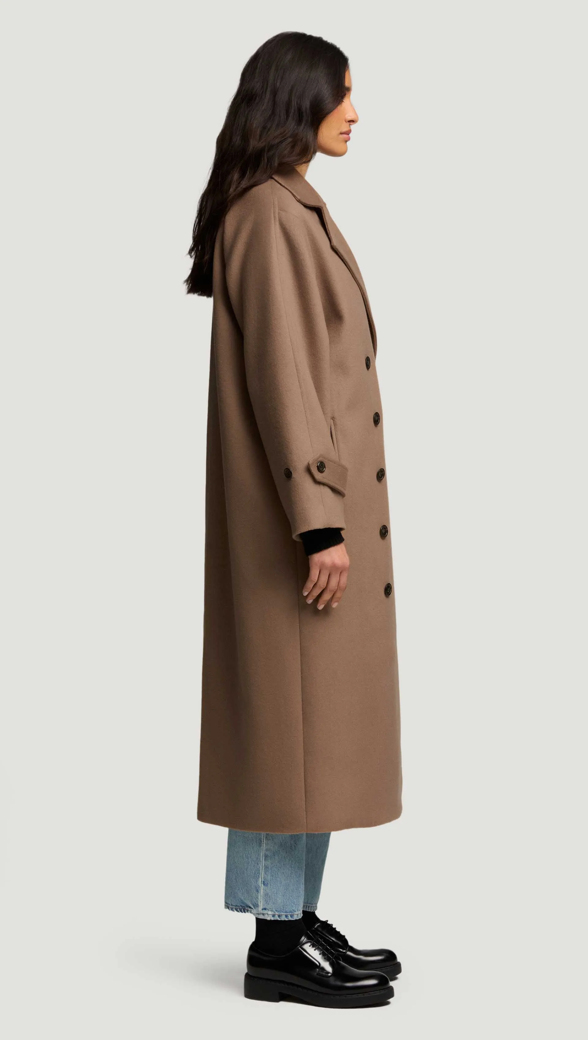 Double-Breasted Coat in Wool-Cashmere | Camel