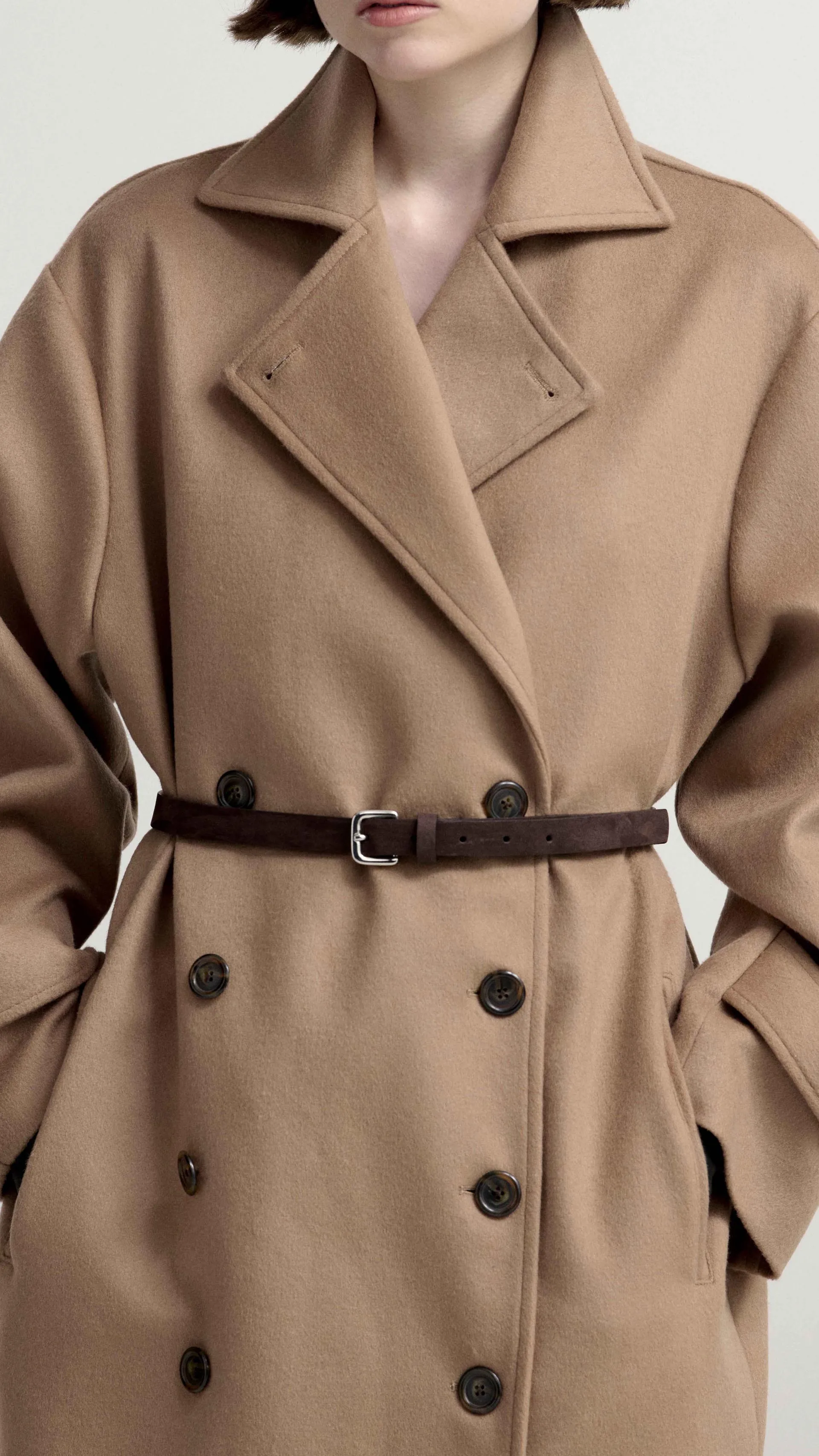 Double-Breasted Coat in Wool-Cashmere | Camel