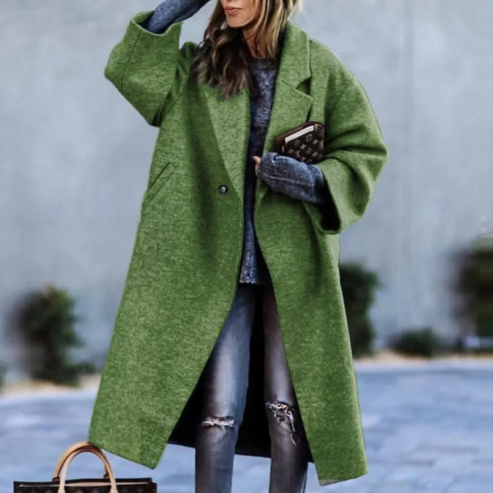 Elegant Outwear Single Button Coat Loose Wool Cardigan