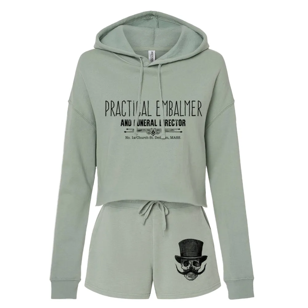 Embalmer: Undertaking Elegance Women's Cropped Hoodie Outfit