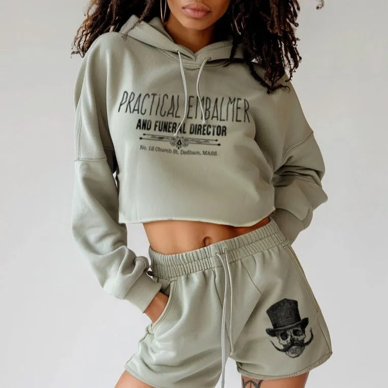 Embalmer: Undertaking Elegance Women's Cropped Hoodie Outfit