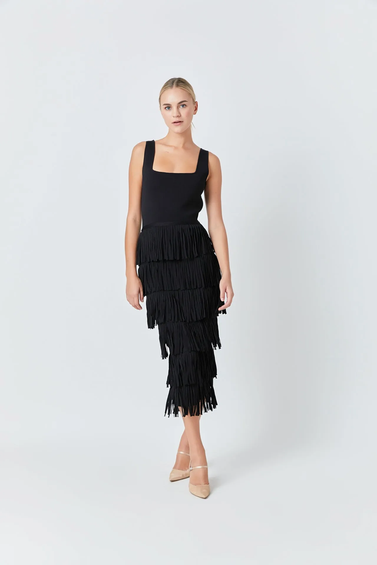 Endless Rose - Knit Fringe Long Dress