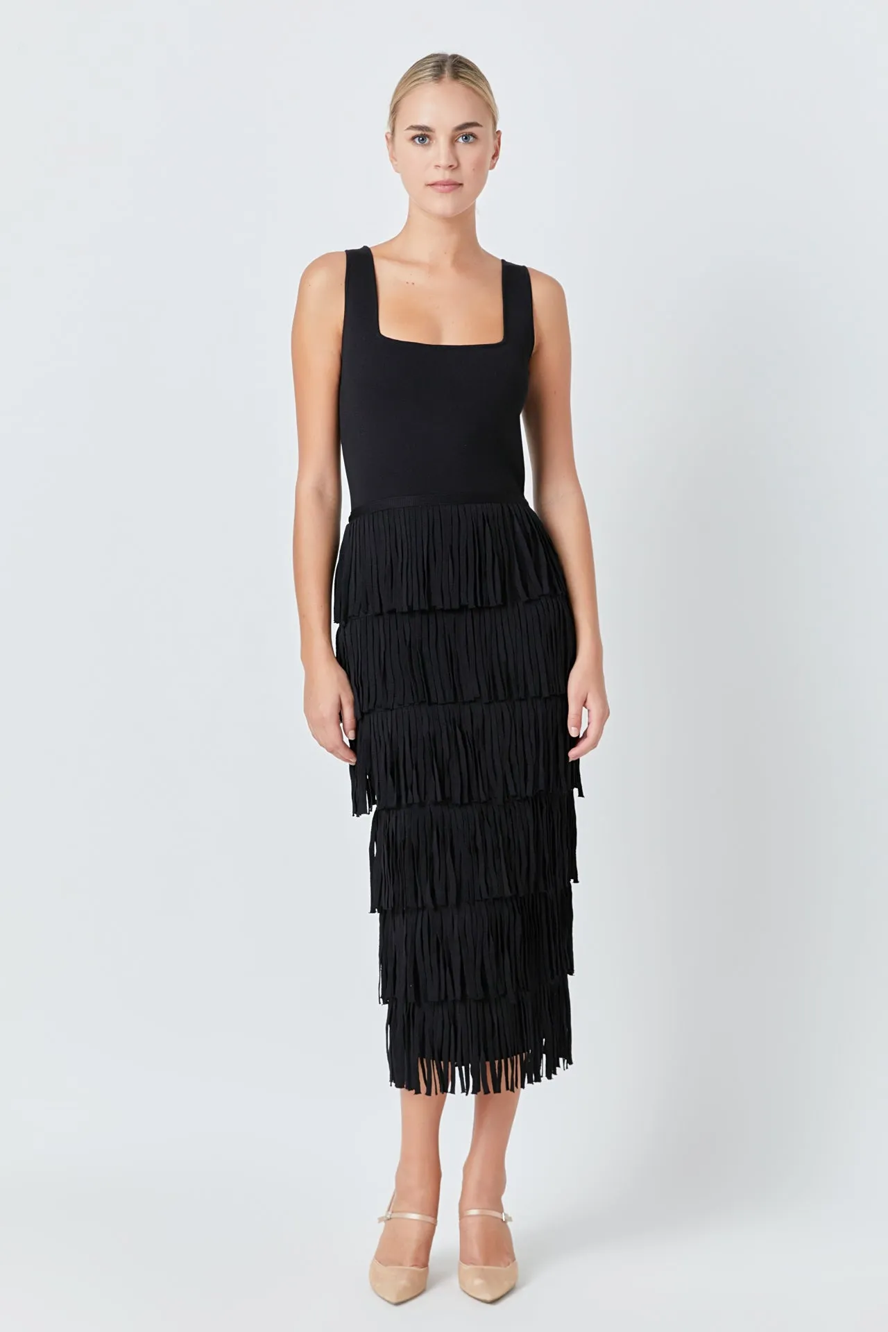 Endless Rose - Knit Fringe Long Dress