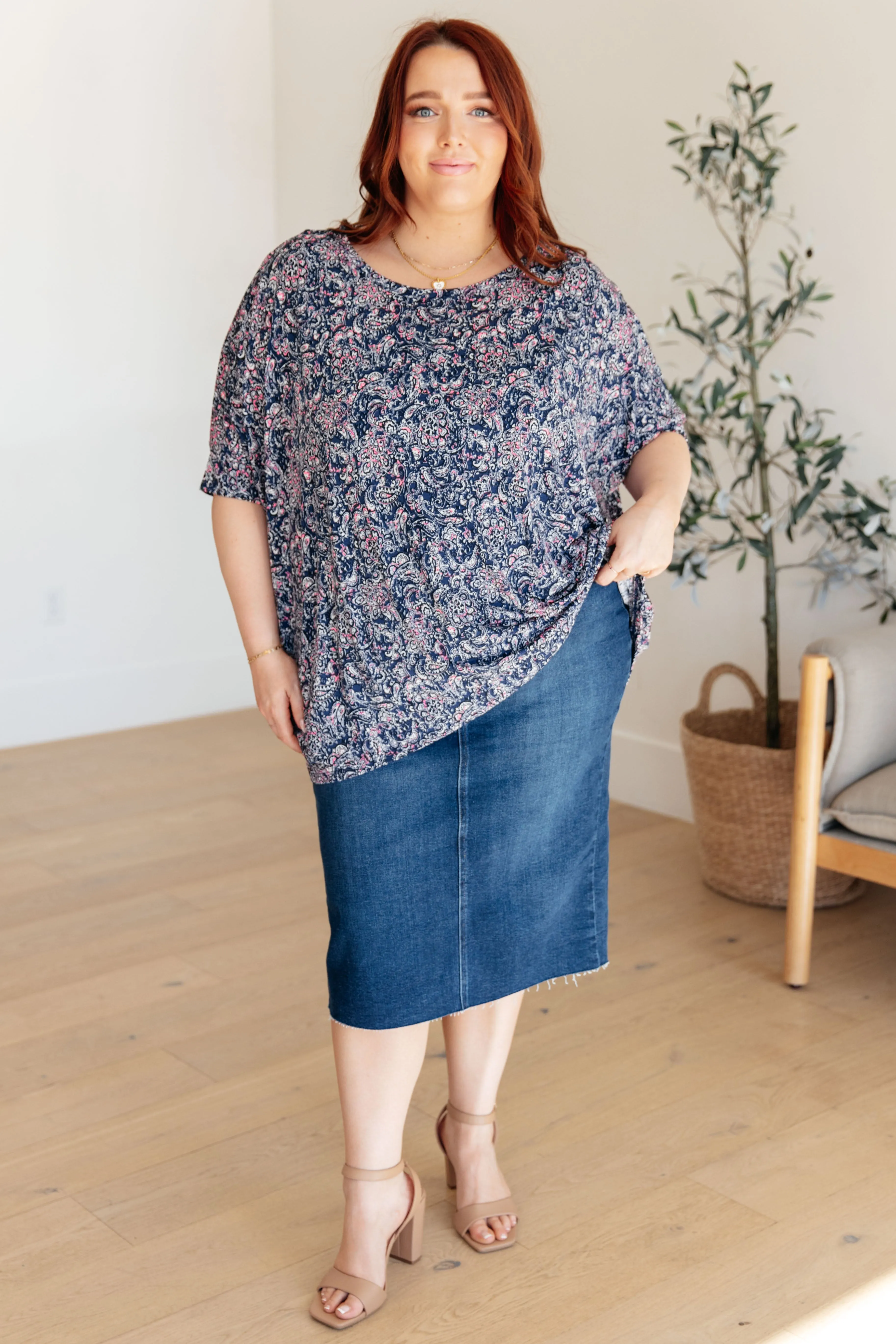 Essential Blouse in Navy Paisley - Dear Scarlett