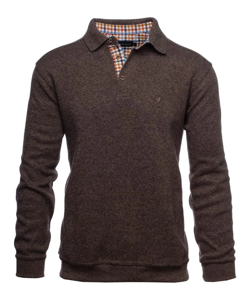 Ethnic Blue Polo Sweater Soft Touch | Mottled Brown