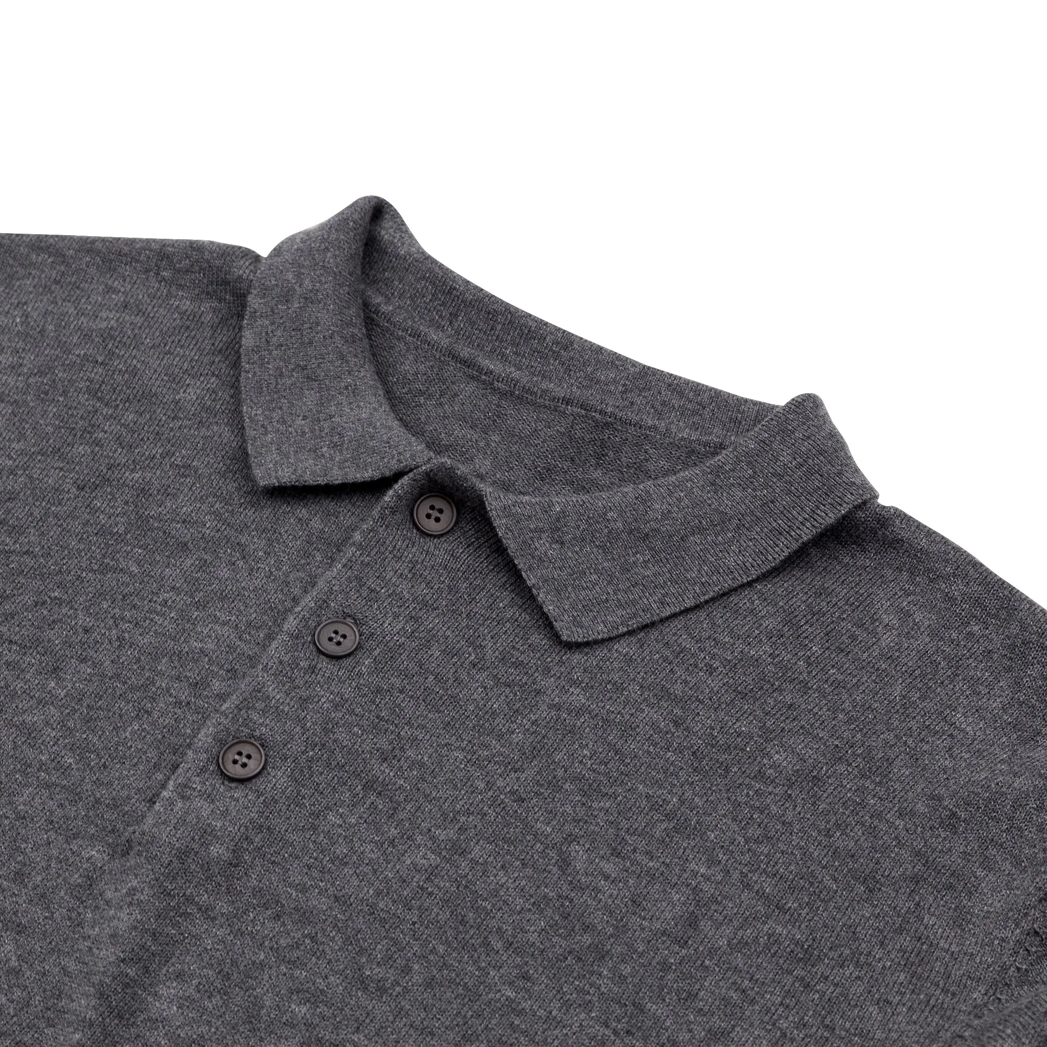 Fine Cut Knitted Polo - Dark Grey Melange