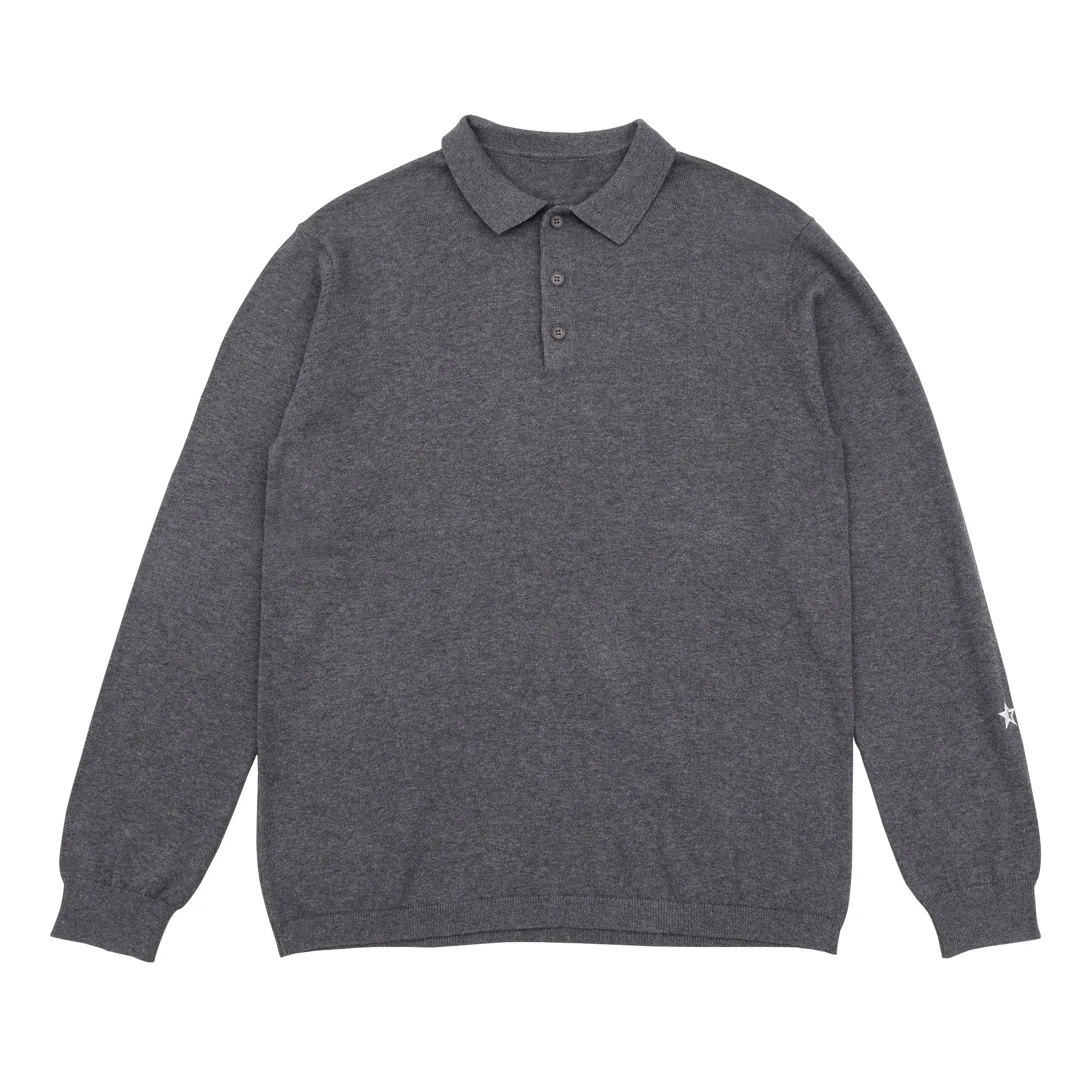 Fine Cut Knitted Polo - Dark Grey Melange