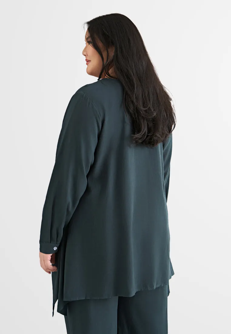 Flaire Soft Linen Flared Button Blouse