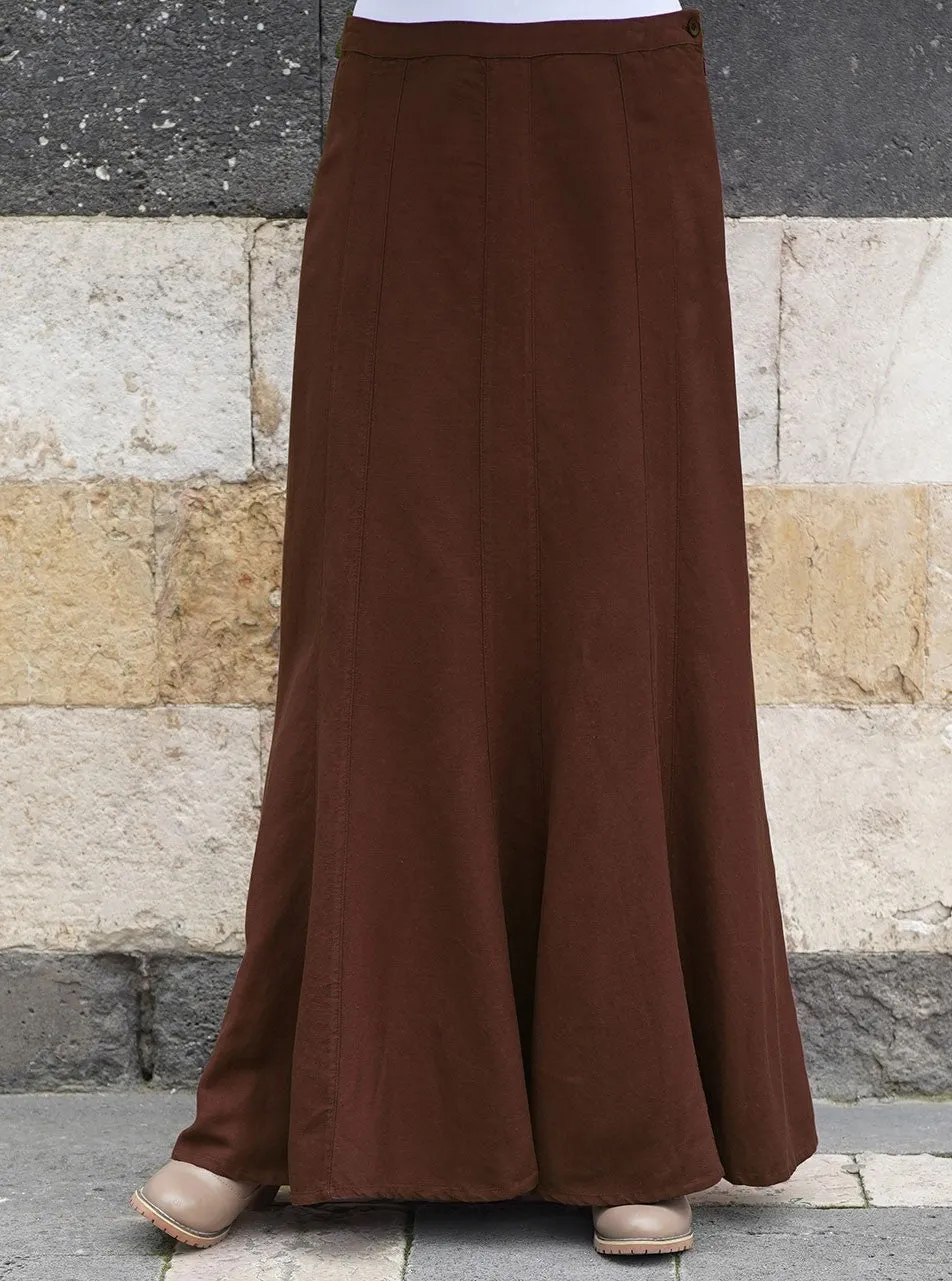 Flared Linen Panel Maxi Skirt