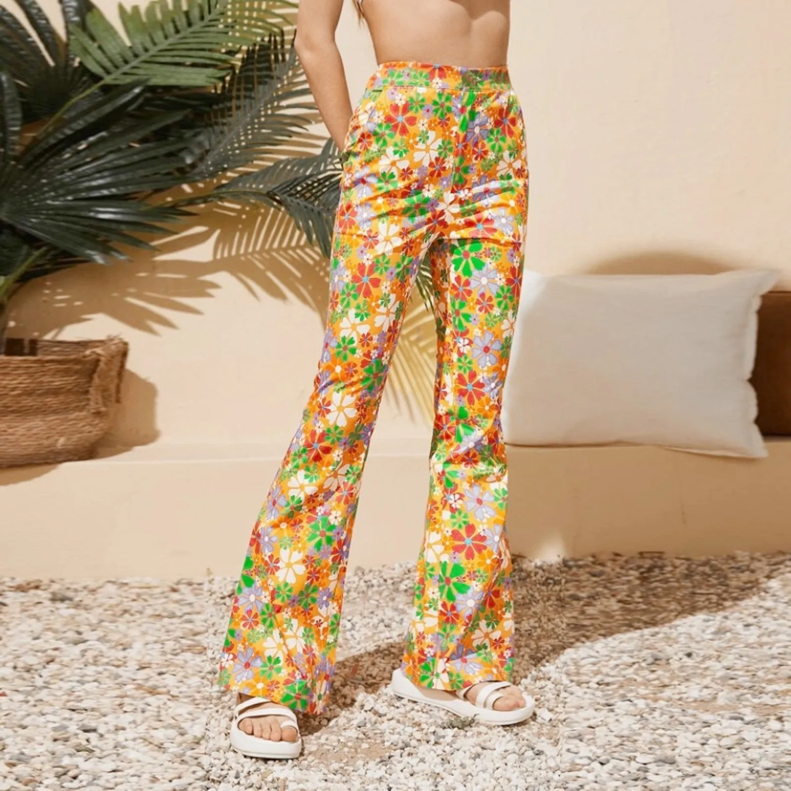 Funki Buys | Pants | Women's Boho Floral Hippie Flared Pants