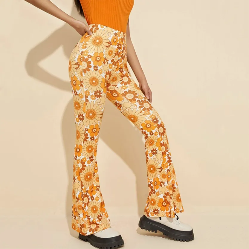 Funki Buys | Pants | Women's Boho Floral Hippie Flared Pants