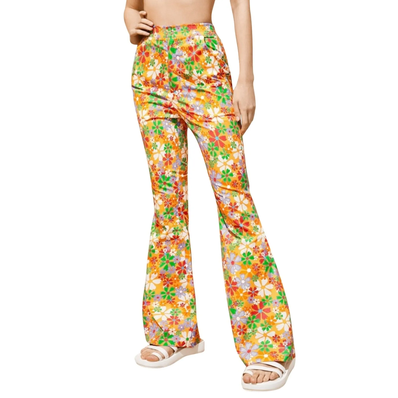 Funki Buys | Pants | Women's Boho Floral Hippie Flared Pants