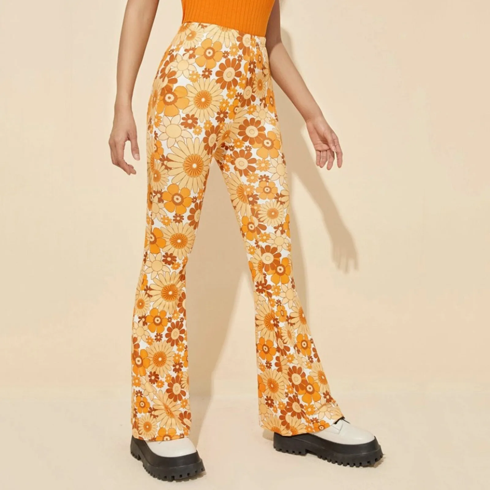 Funki Buys | Pants | Women's Boho Floral Hippie Flared Pants