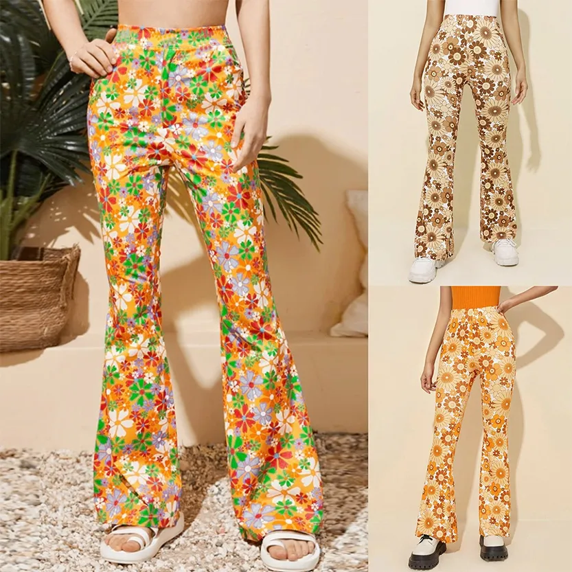 Funki Buys | Pants | Women's Boho Floral Hippie Flared Pants