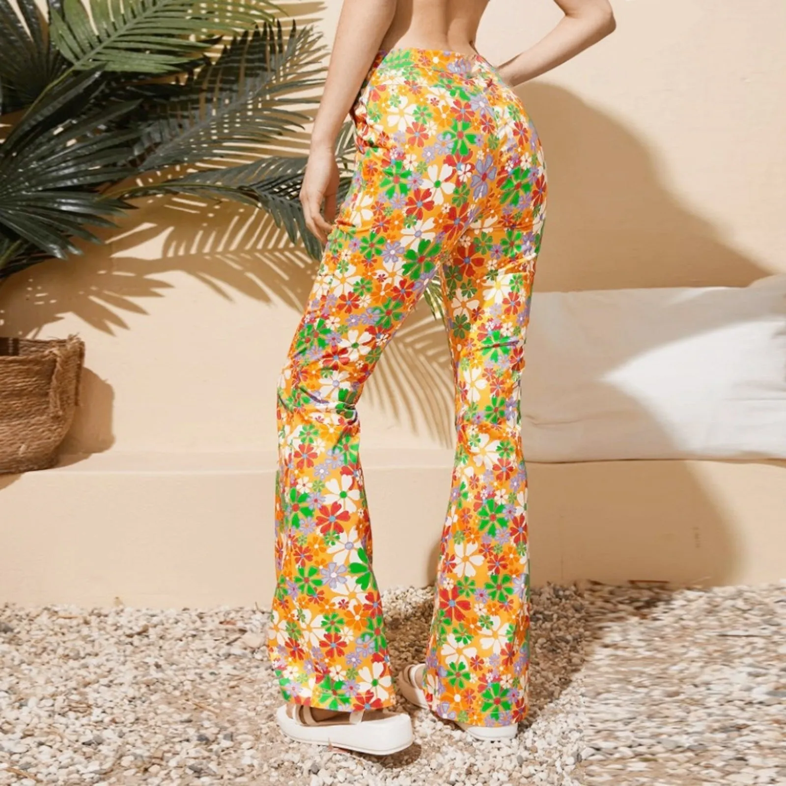 Funki Buys | Pants | Women's Boho Floral Hippie Flared Pants