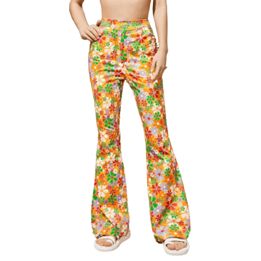 Funki Buys | Pants | Women's Boho Floral Hippie Flared Pants