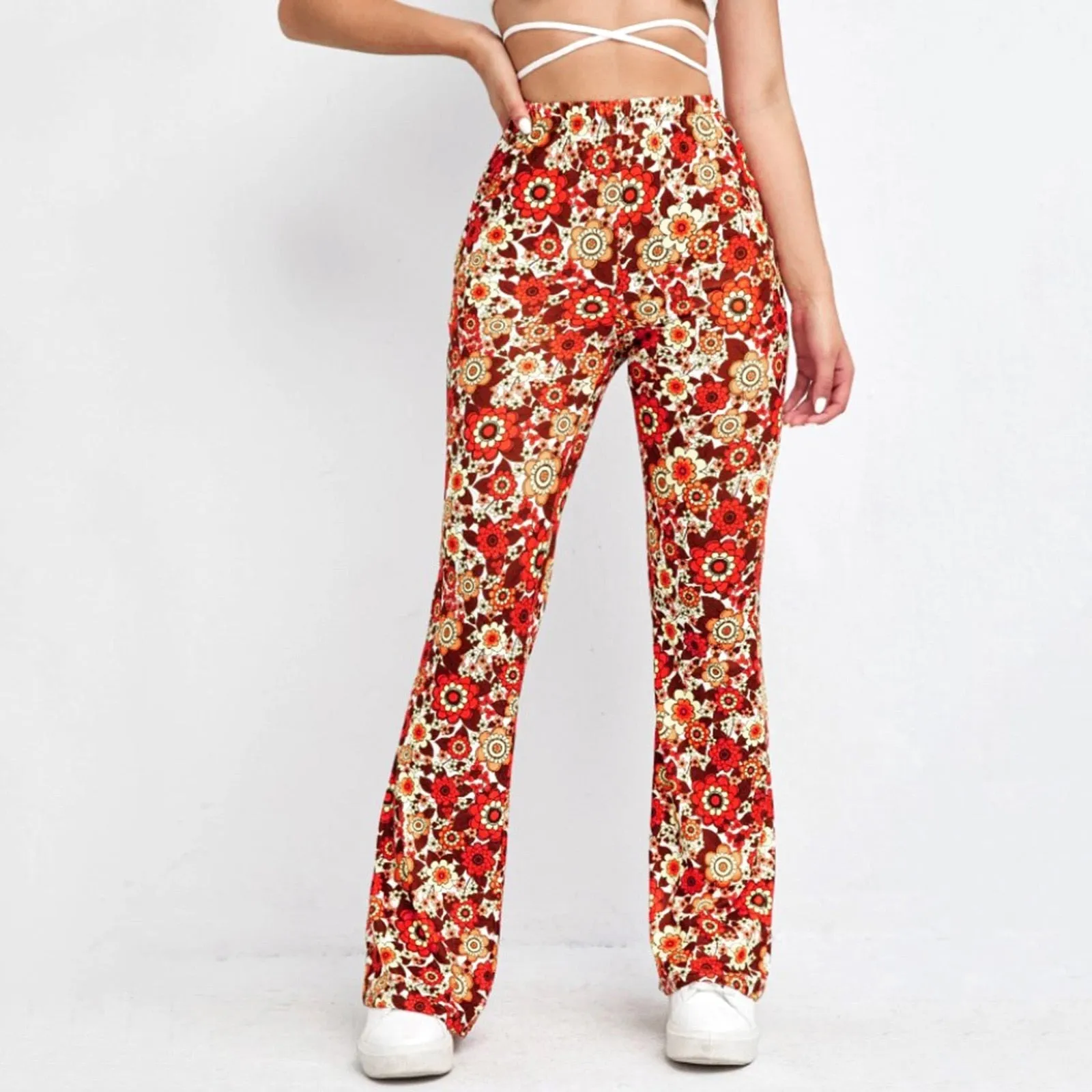 Funki Buys | Pants | Women's Funky Floral Boho Flared Trousers