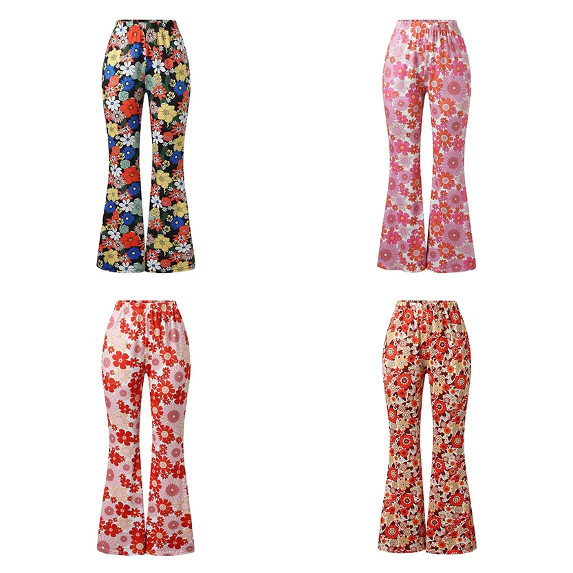 Funki Buys | Pants | Women's Funky Floral Boho Flared Trousers